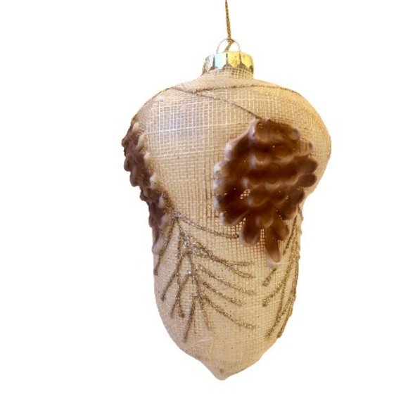 GERSON White Finial Acorn Glitter Glass Ornament Christmas Large Size 6" NEW - Picture 7 of 11